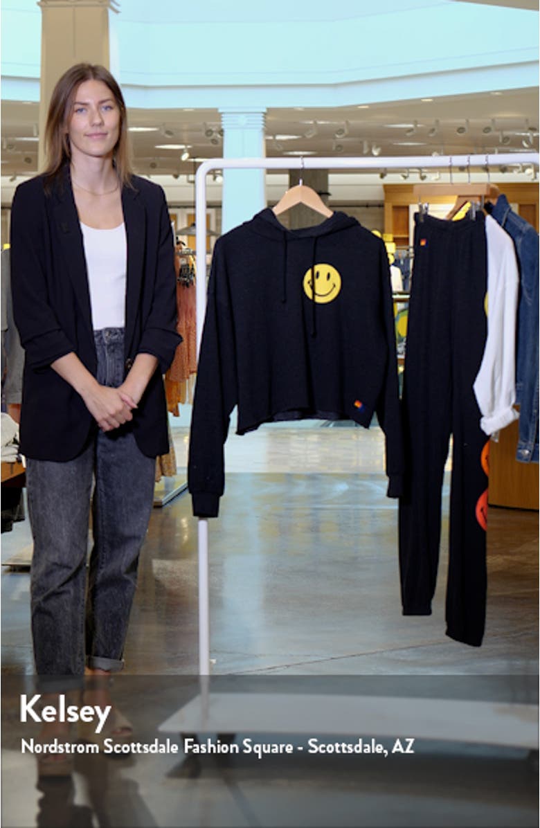 Smiley Graphic Crop Hoodie, sales video thumbnail