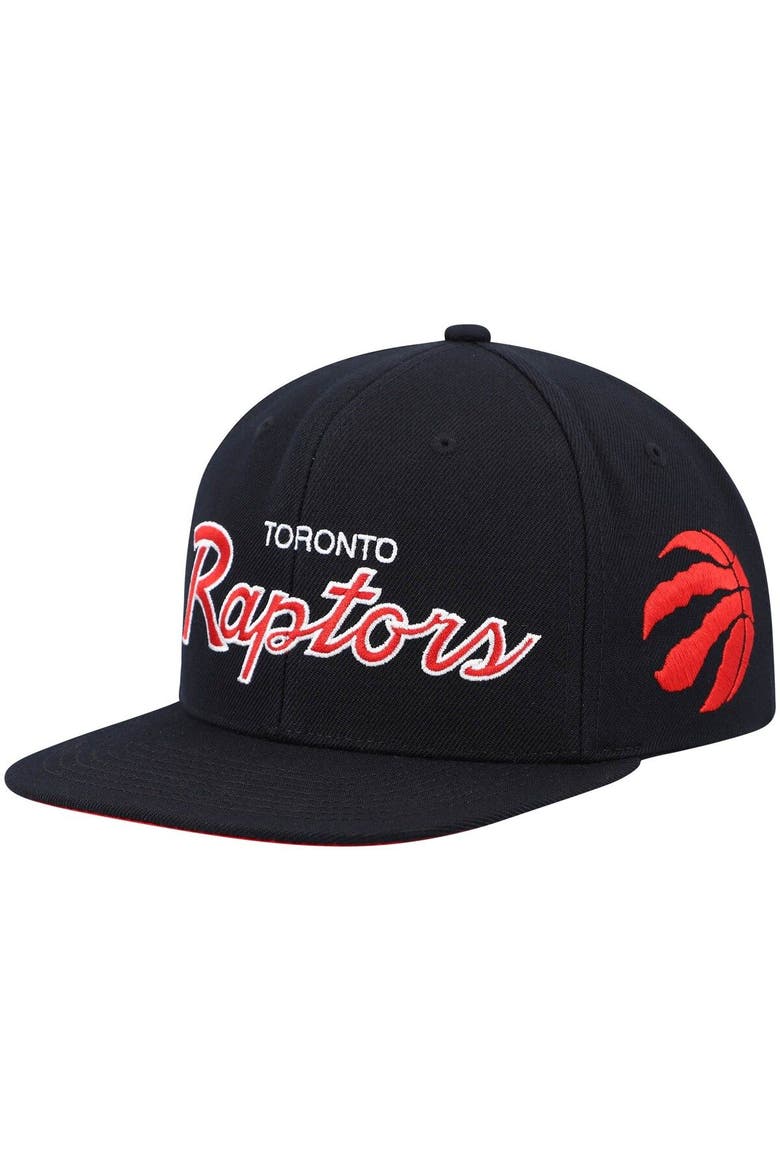 Men's Mitchell & Ness Black Toronto Raptors Hardwood Classics Script 2.0 Snapback Hat, Main, color, Black