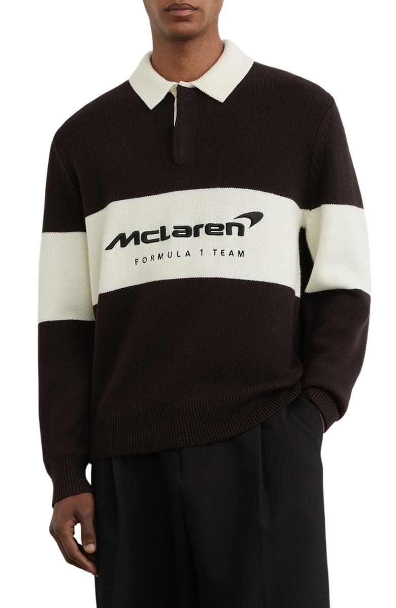 Reiss Elson Wool Rugby Shirt, Main, color, Chocolate Brown