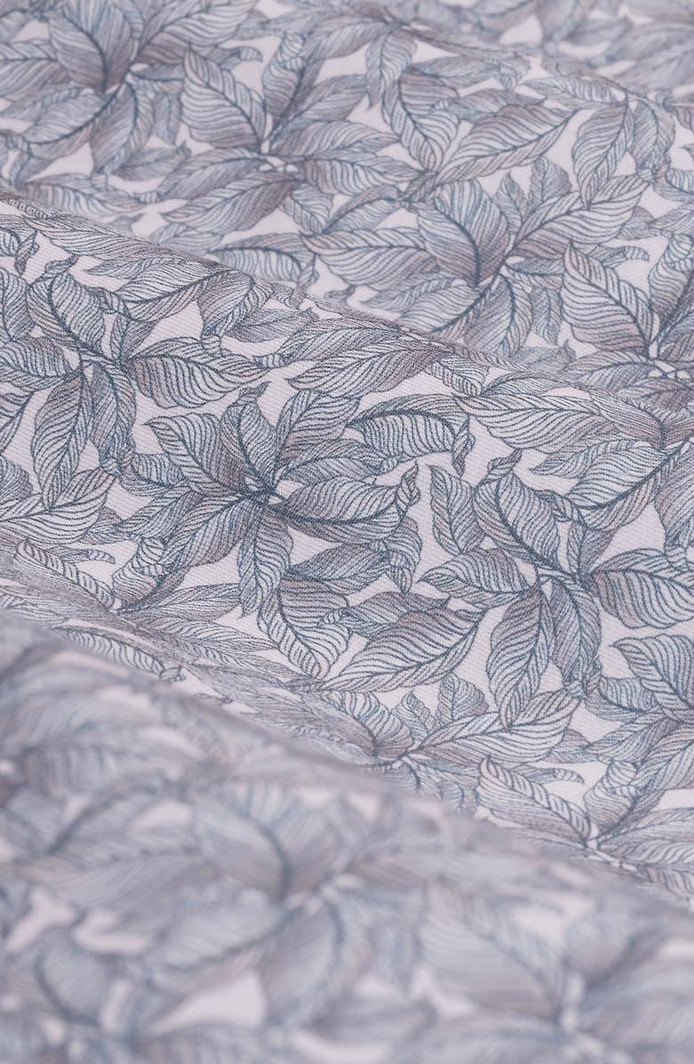 Bugatchi Miles OoohCotton<sup>®</sup> Leaf Print Short Sleeve Button-Up Shirt, Alternate, color, Shark