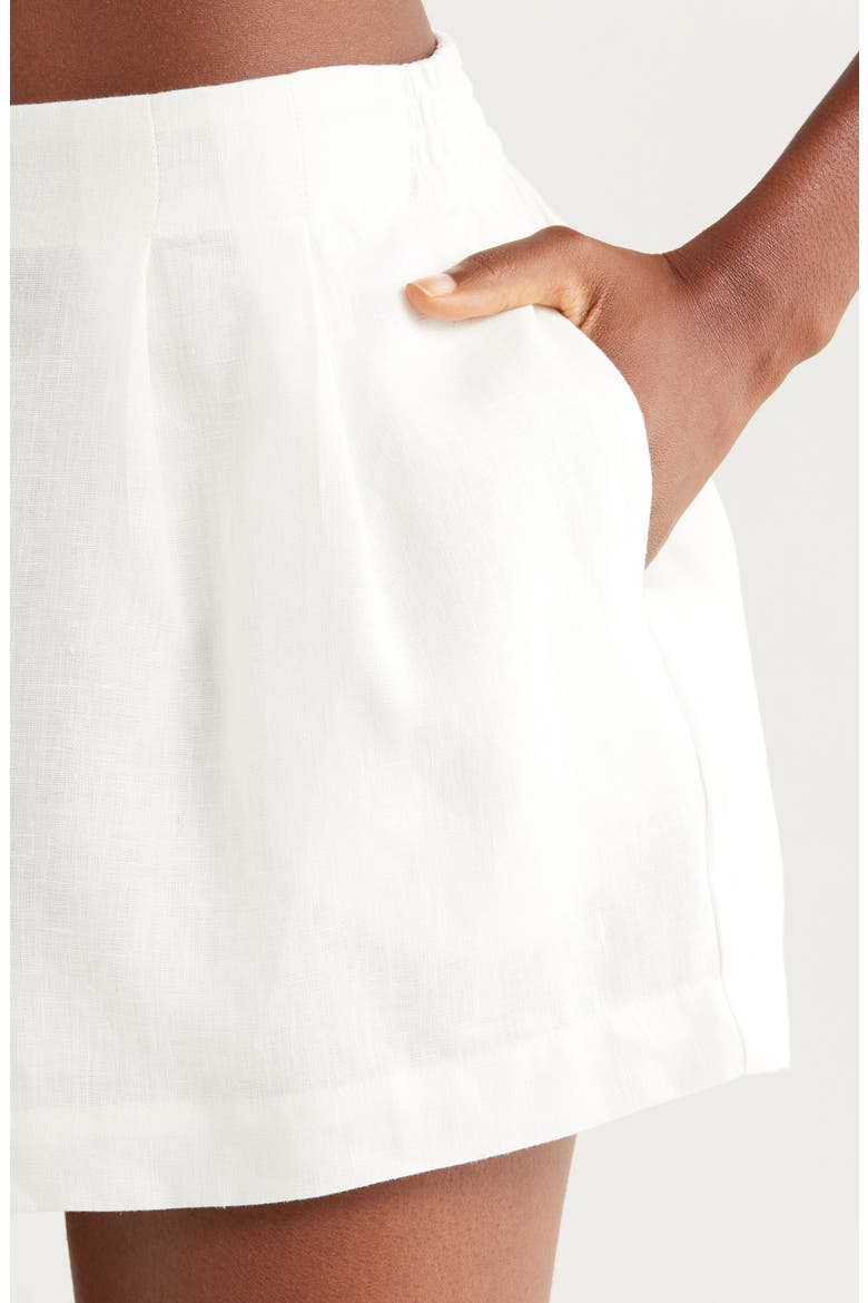 Mirelle Pleat Front Linen Shorts, Alternate, color, WHITE