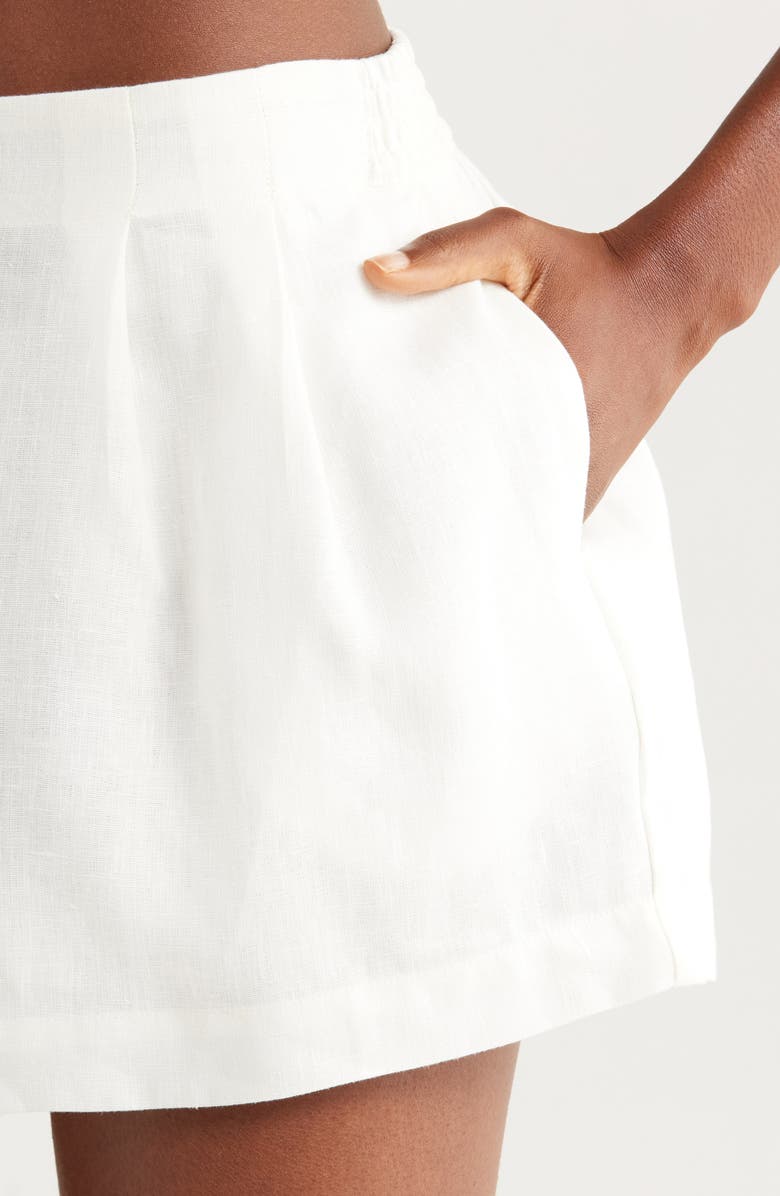Faithfull the Brand Mirelle Pleat Front Linen Shorts, Alternate, color, White