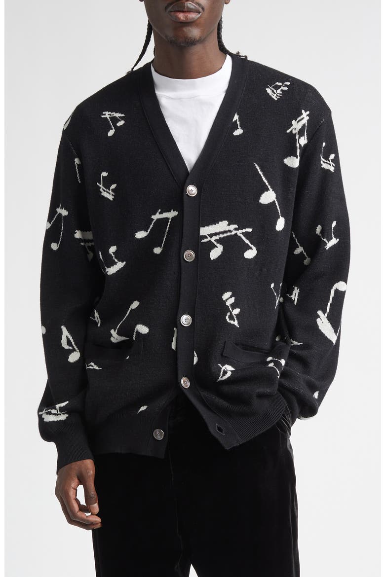 TAKAHIROMIYASHITA TheSoloist. Music Note Jacquard Wool Cardigan