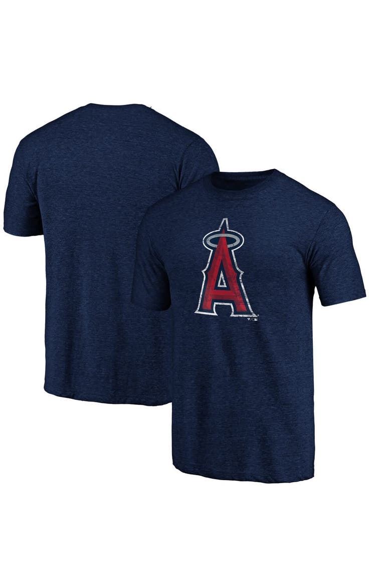 Men's Profile  Navy Los Angeles Angels Big & Tall Distressed Logo T-Shirt, Main, color, Navy