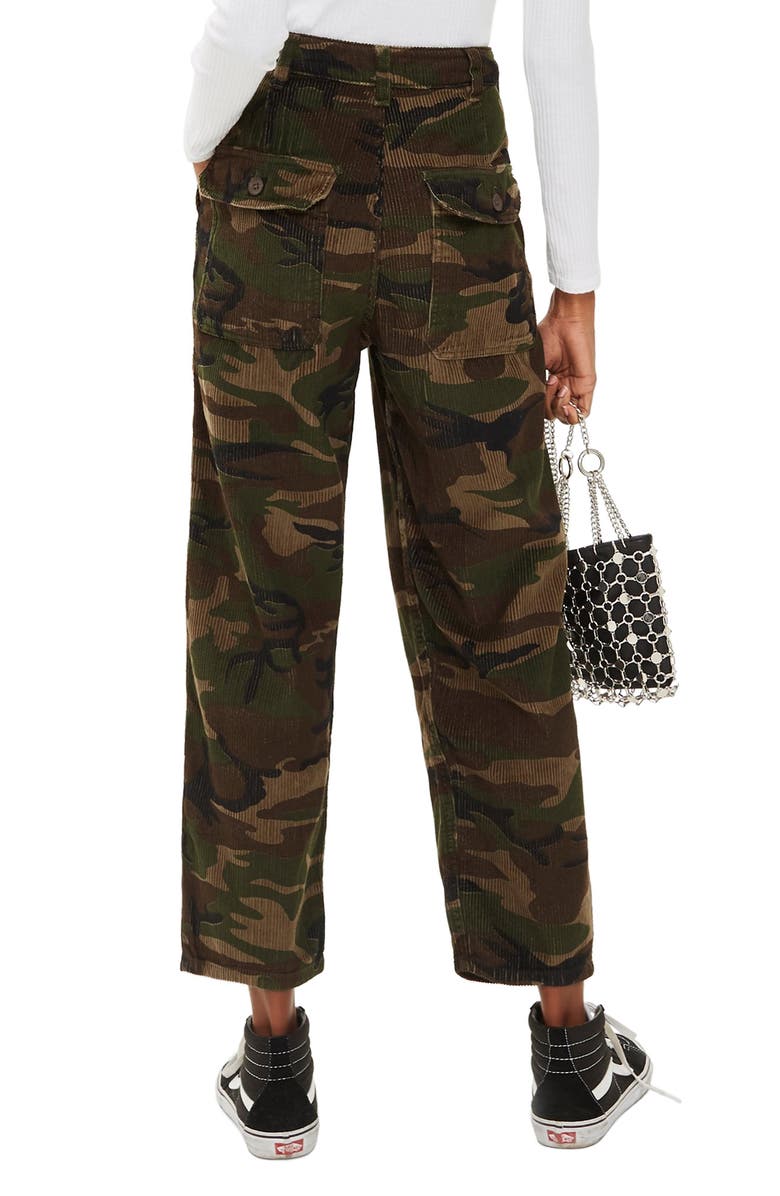 Topshop Sonny Camouflage Corduroy Trousers, Alternate, color, 