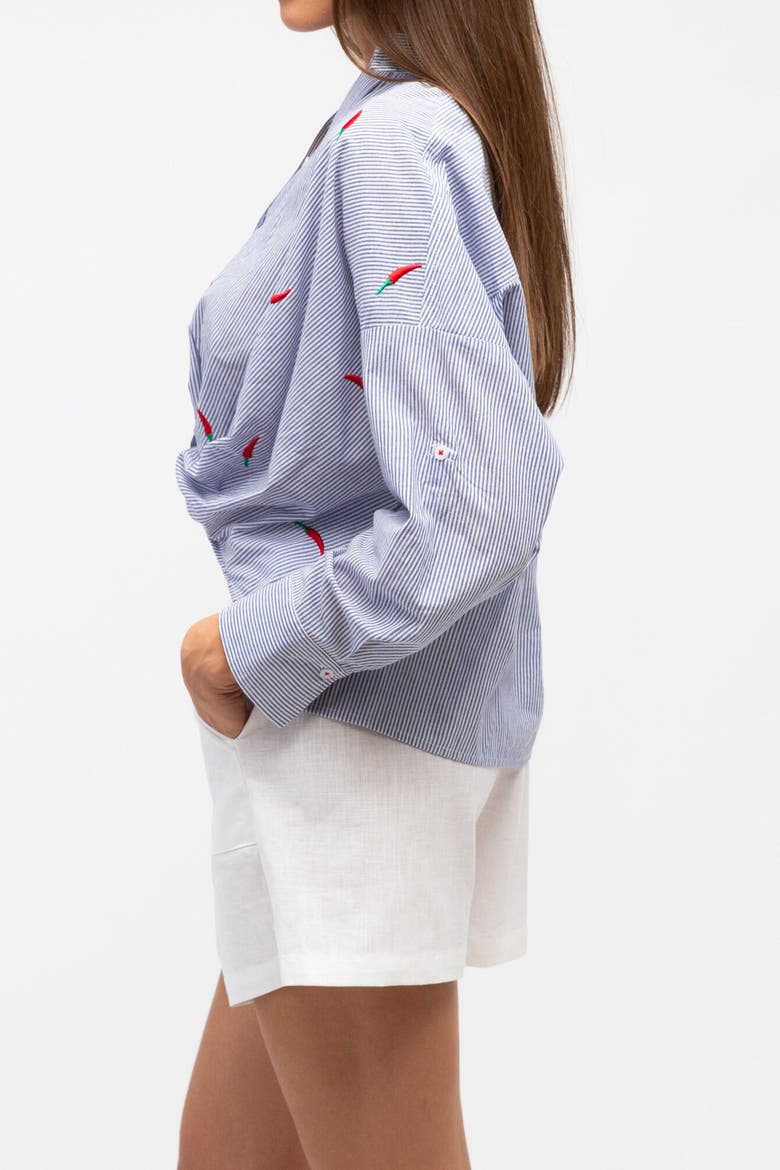 Alesia Embroidered Shirt, Alternate, color, Blue