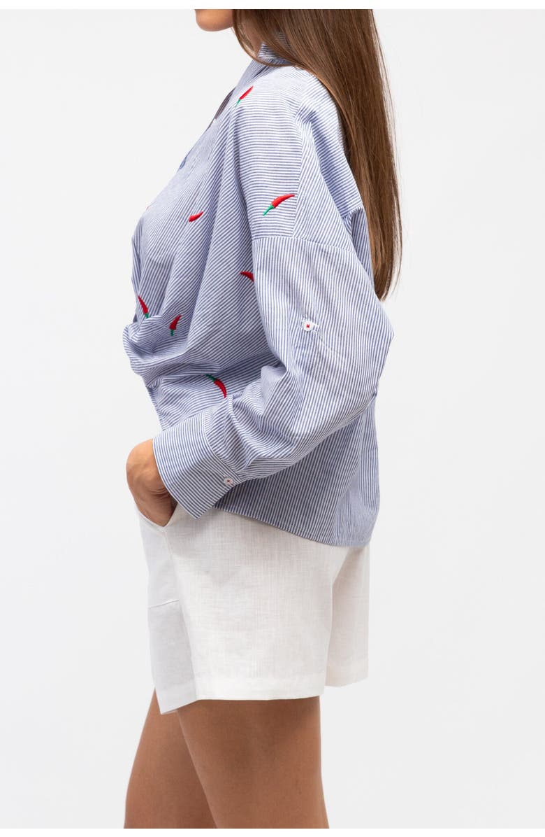 Label of Love Alesia Embroidered Shirt, Alternate, color, Blue