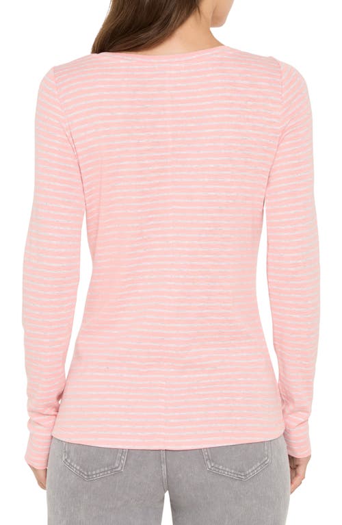 Nzt By Nic+zoe Stripe Long Sleeve Boat Neck T-shirt In Pink