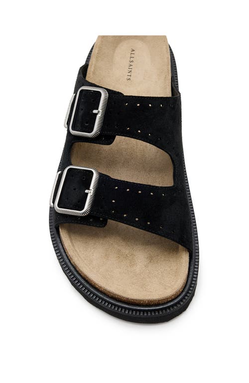 Allsaints Randal Buckled Suede Sandals In Black
