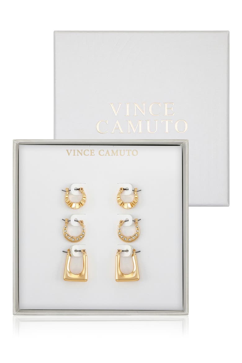 Set of 3 Hoop Earrings, Main, color, GOLD TONE