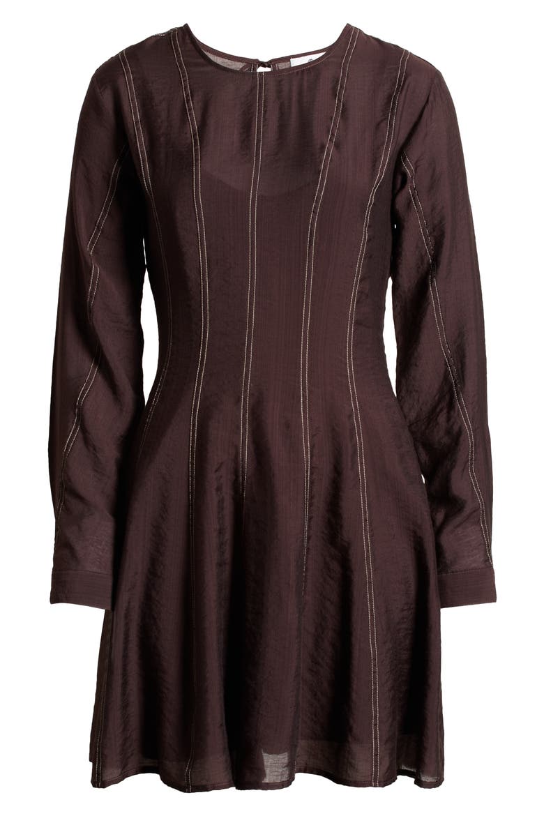 Stripe Long Sleeve Fit & Flare Minidress, Alternate, color, CHOCOLATE PLUM