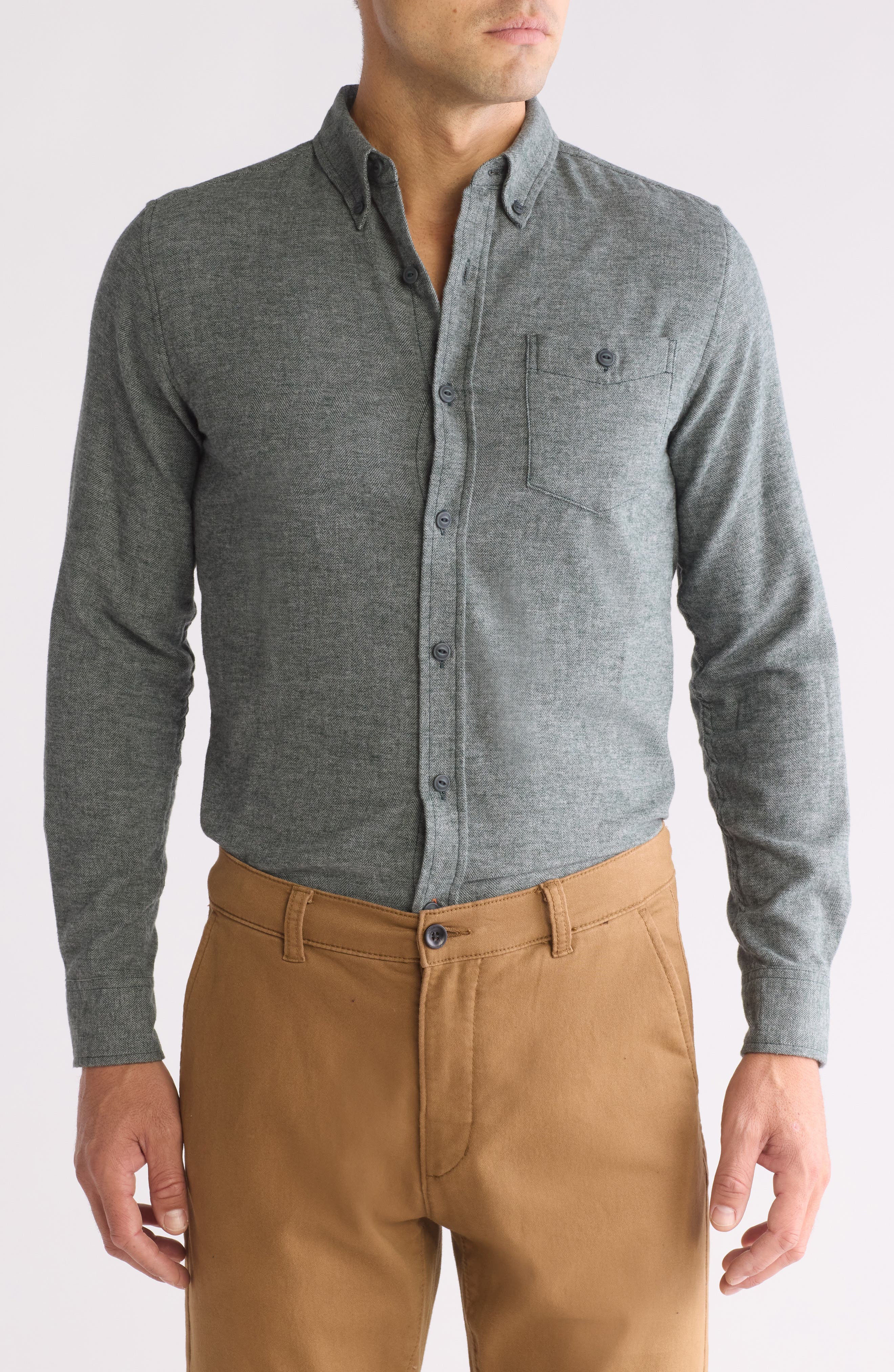 WEATHERPROOF VINTAGE Herringbone Flannel Button-Down Shirt