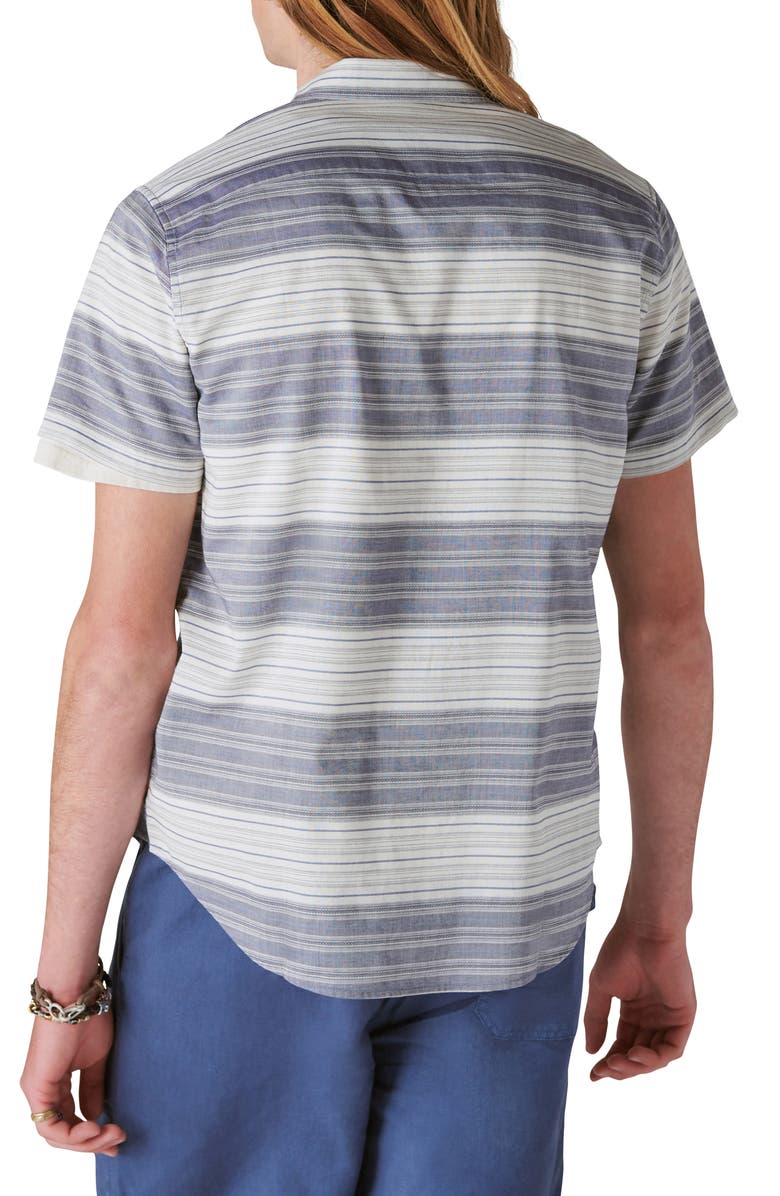 Lucky Brand Stripe Short Sleeve Button-Up Shirt, Alternate, color, Bluewhite