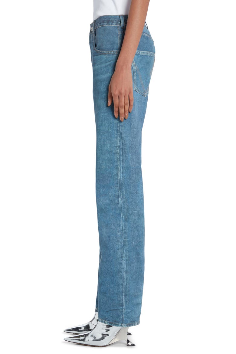 Denim Print High Waist Leather Jeans, Alternate, color, 4600 MEDIUM BLUE DENIM