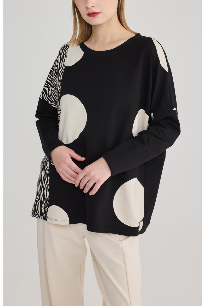 Saga Mixed Printed Top, Main, color, Black