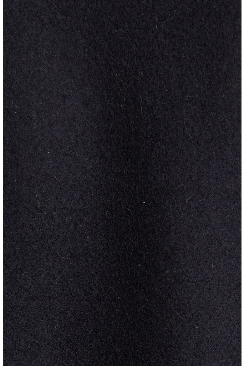 Ostrich Feather Trim Wool Blend Reefer Coat, Alternate, color, NAVY