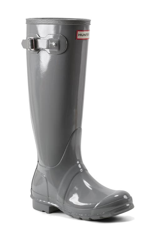 Hunter Refined Tall Gloss Waterproof Rain Boot In Gray