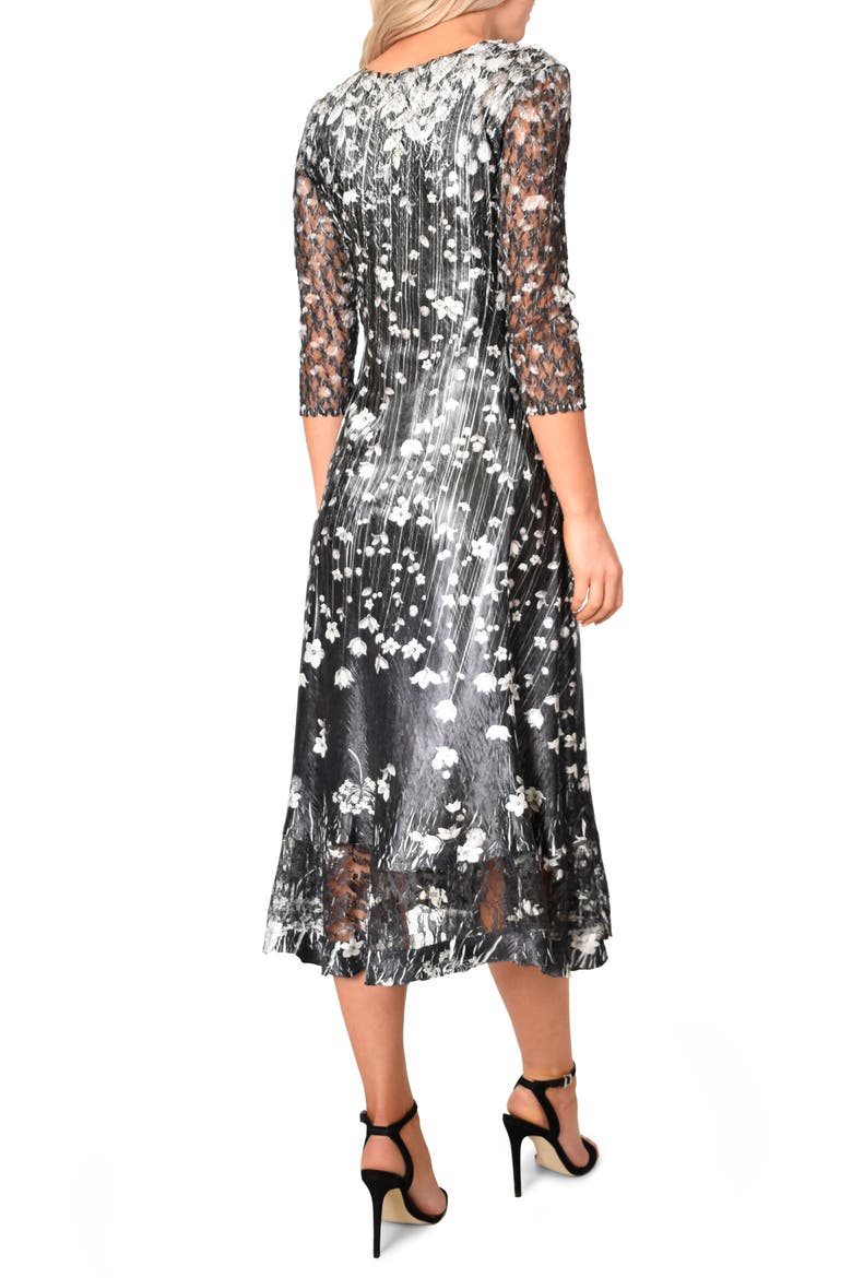 Charmeuse A-Line Dress, Alternate, color, BLACK MEADOW