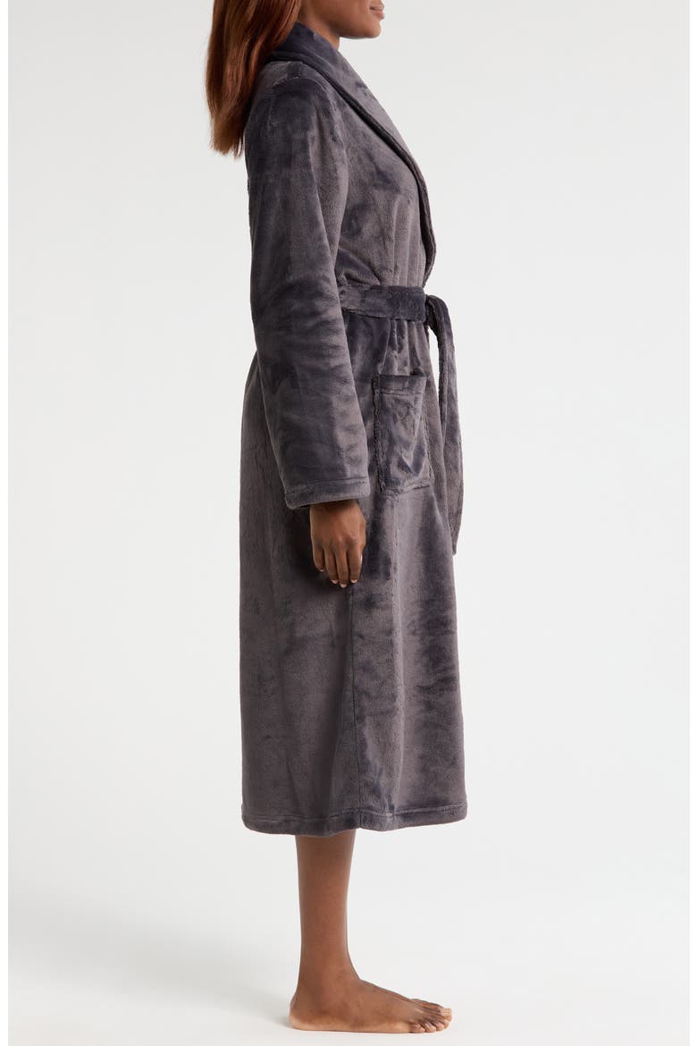 Shawl Collar Plush Longline Robe, Alternate, color, GREY STONEHENGE