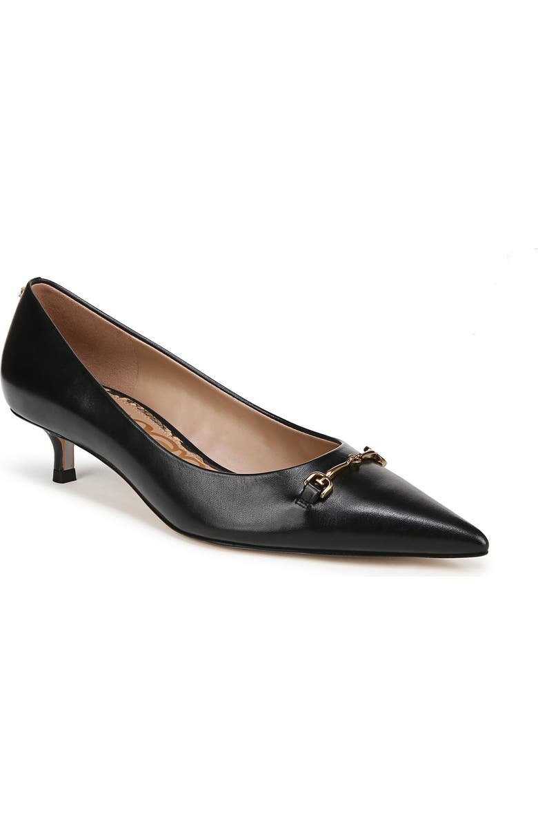Sam Edelman Kaya Pointed Toe Kitten Heel Pump, Main, color, Black Leather