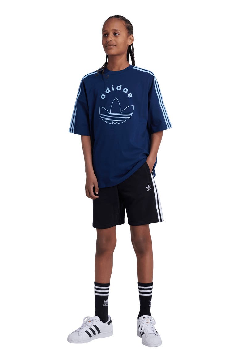 Kids' 3-Stripes French Terry Shorts, Alternate, color, BLACK
