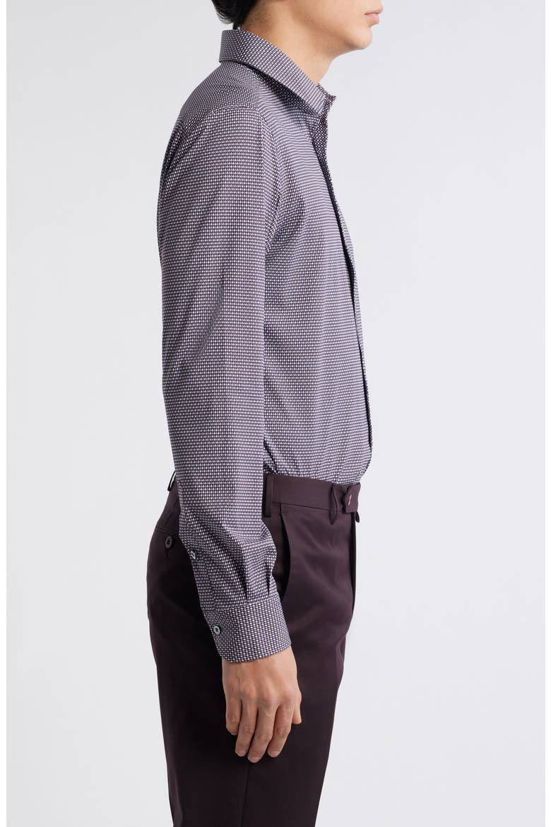 Abbey Geometric Print Knit Cotton Blend Dress Shirt, Alternate, color, GREY