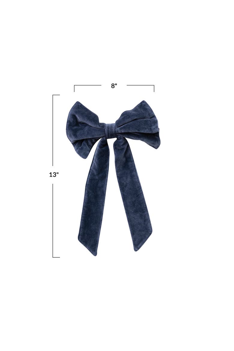 Cotton Velvet Bow with Iron Clip, Alternate, color, Navy Color
