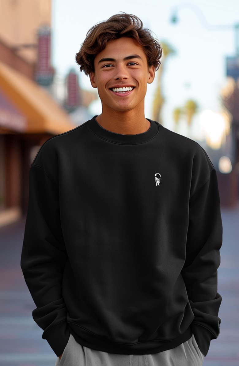 Dalix Mens Astronaut Heavyweight Relaxed Sweatshirt, Alternate, color, Black