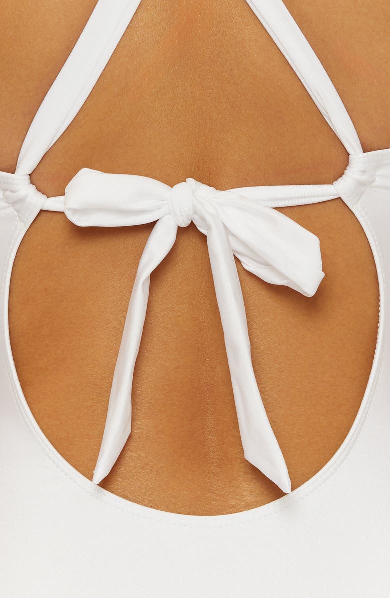 BCA by Rebecca Virtue Lace-Up Plunge One-Piece Swimsuit, Alternate, color, White