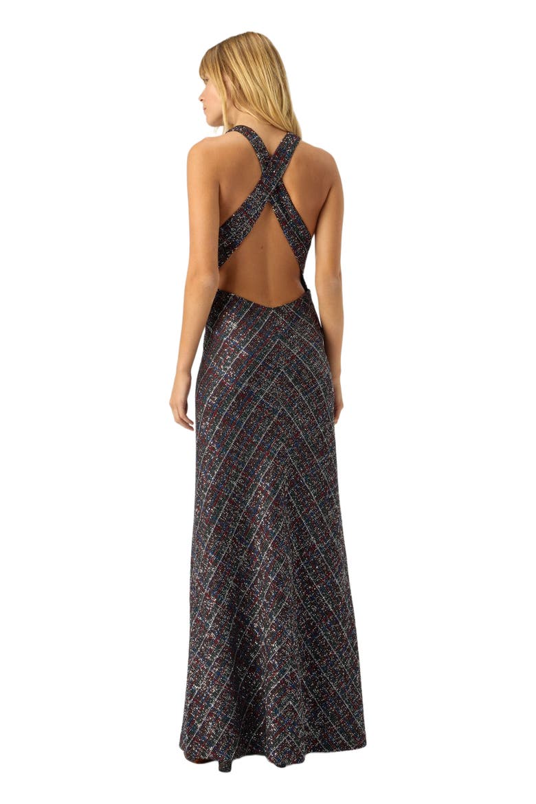 Long Dress With V-neck And Check Pattern, Alternate, color, Multicoloured