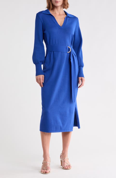 blue long sweater dress Women's Dresses consider sizing up one Cosplay Belle gown Calvin Klein Women's Collared Color:Multicolor