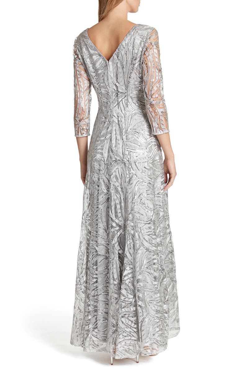 Tahari Embroidered Sequin A-Line Gown, Alternate, color,