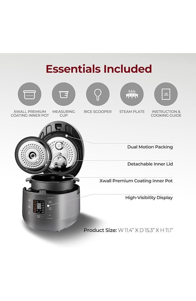 Cuckoo 10-Cup (Uncooked) / 20-Cup (Cooked) Twin Pressure Rice Cooker, Alternate, color, Grey