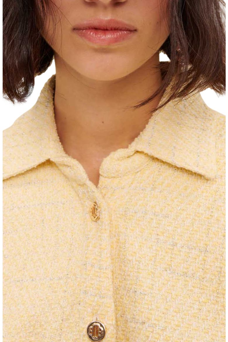 Rillo Asymmetric Long Sleeve Tweed Shirtdress, Alternate, color, JAUNE PALE