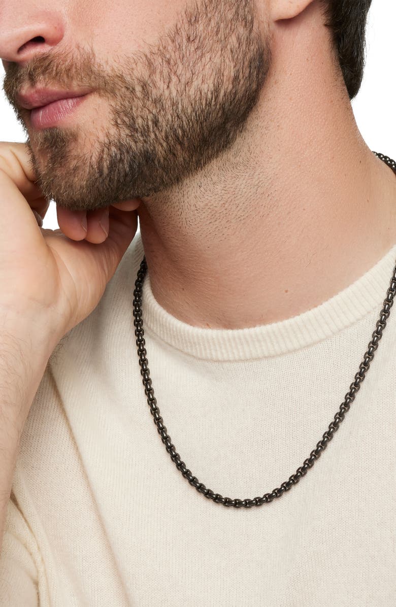 David Yurman Men's Box Chain Necklace with Stainless Steel & Sterling Silver, 5mm, Alternate, color, Stainless Steel W/ Sterl Silv