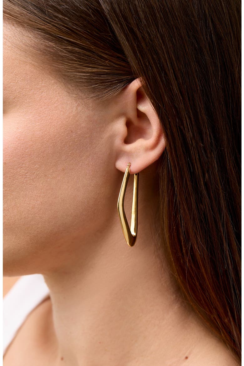 14K Gold Angular Hoop Earrings, Alternate, color, 14K YELLOW GOLD