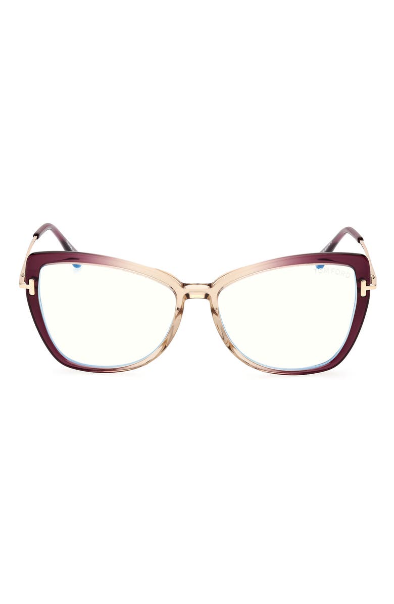 TOM FORD 55mm Butterfly Blue Light Blocking Glasses, Main, color, 