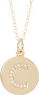 Adornia Water Resistant Cubic Zirconia Initial Disc Pendant Necklace