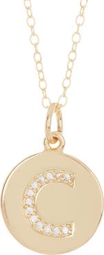 Adornia Water Resistant Cubic Zirconia Initial Disc Pendant Necklace