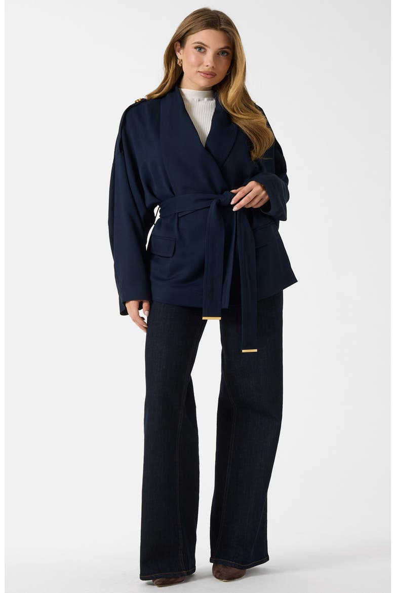 Abby Belted Wool Wrap Jacket, Alternate, color, MEDIUM BLUE