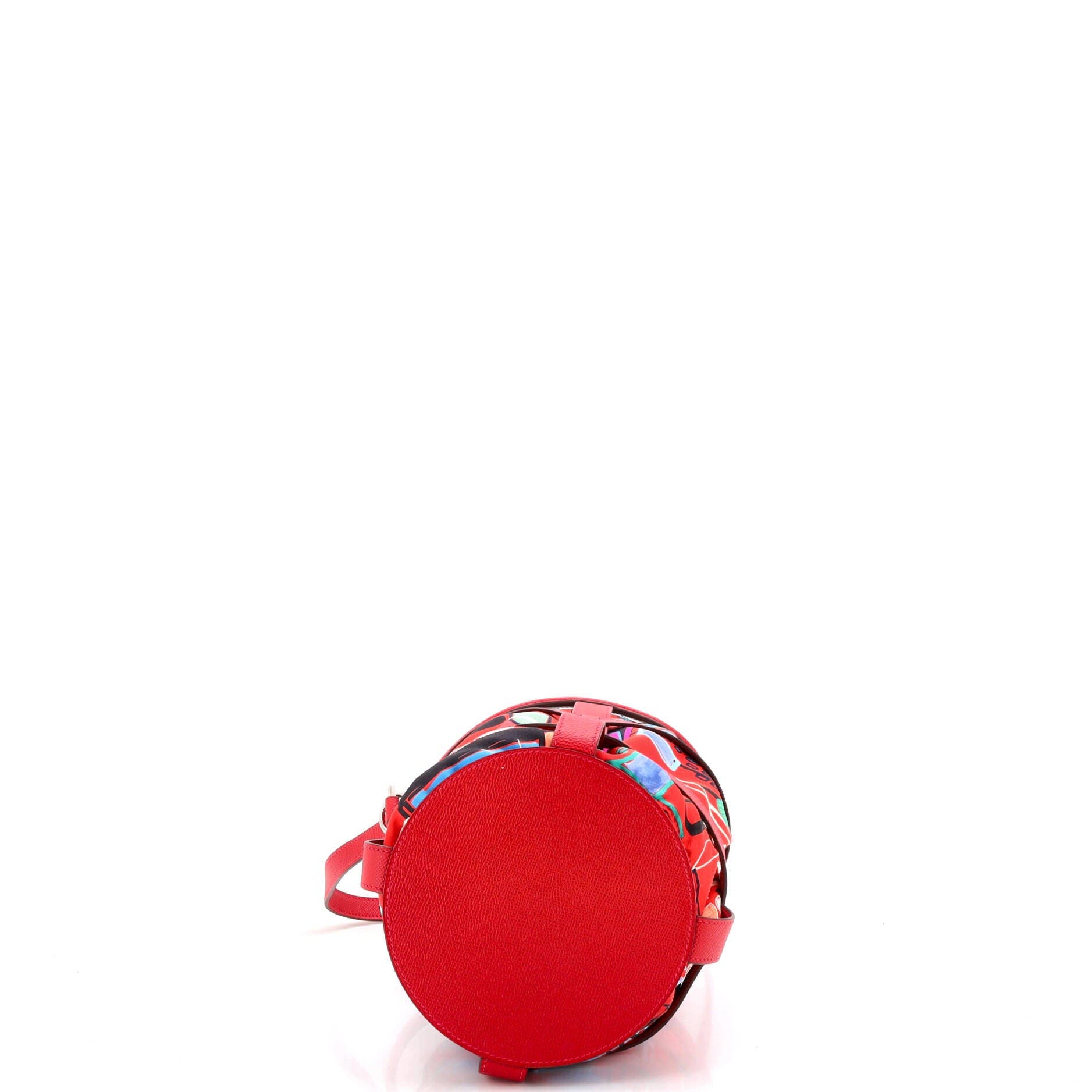 Musardine Bucket Bag Printed Silk with Leather, Alternate, color, Red