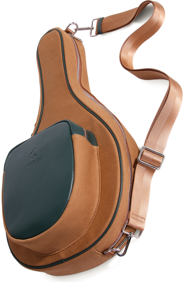 JURGI Padel Racket Canvas and Leather Bag, Alternate, color, Camel/Green