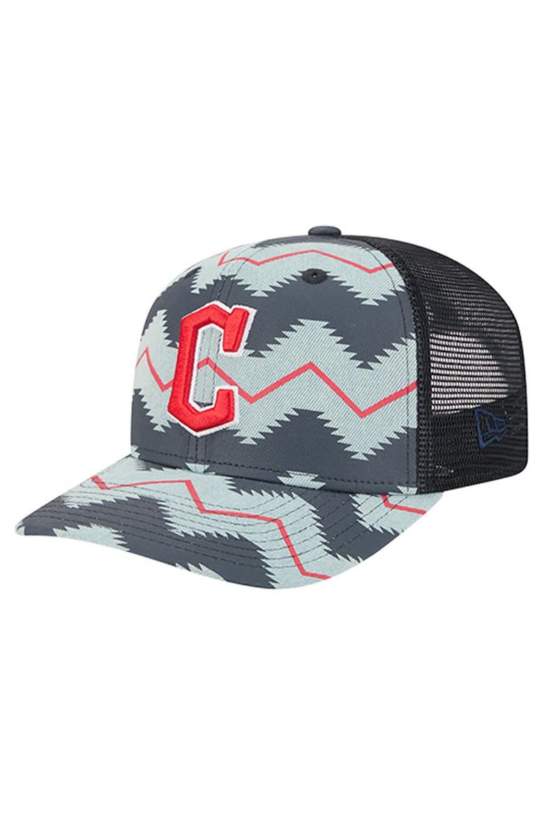Men's New Era Denim/Navy Cleveland Guardians Aztec Denim 9SEVENTY Adjustable Hat, Main, color, Denim