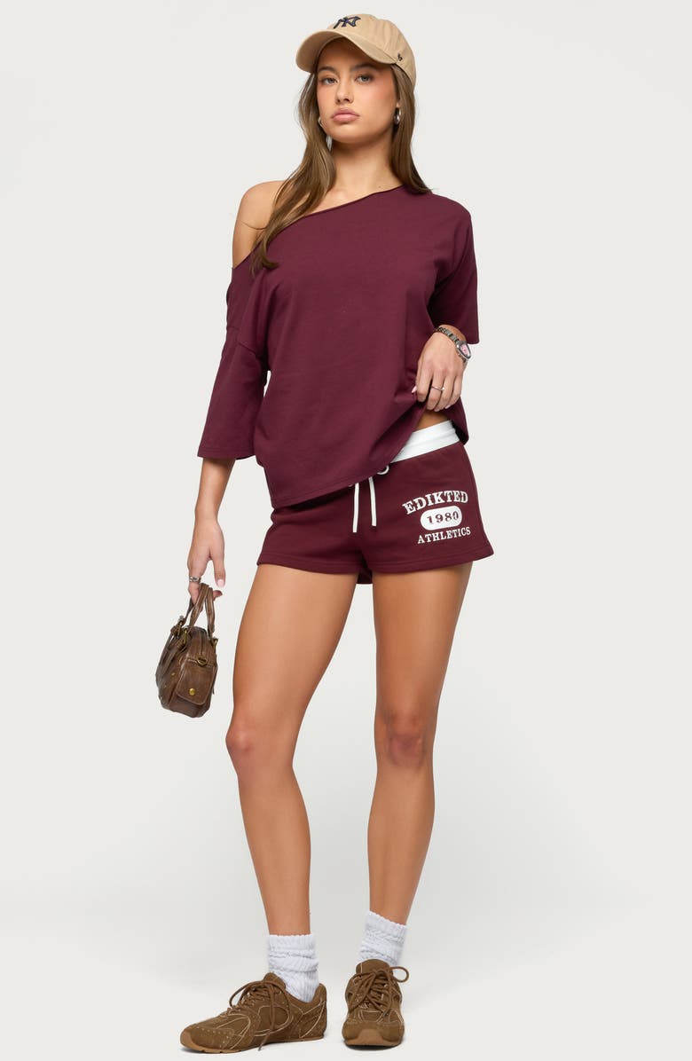 EDIKTED Athlete Contrast Waist Drawstring Micro Shorts, Alternate, color,