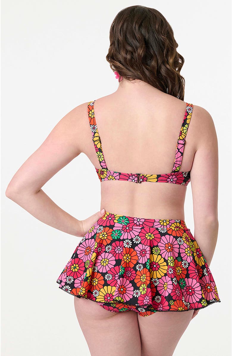 Unique Vintage Pin-Up Coronado Swim Skirt, Alternate, color, Black Floral
