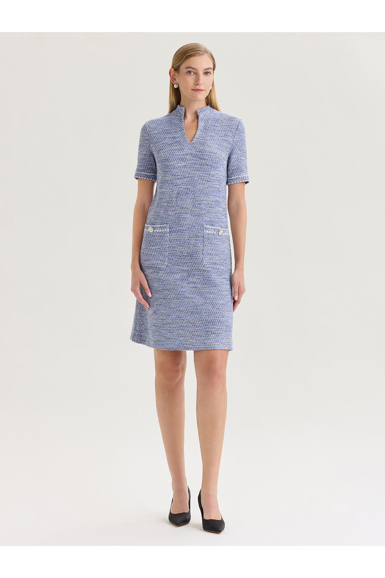 Melange Tweed Knit Shift Dress, Main, color, Aegean Blue/Biscotti