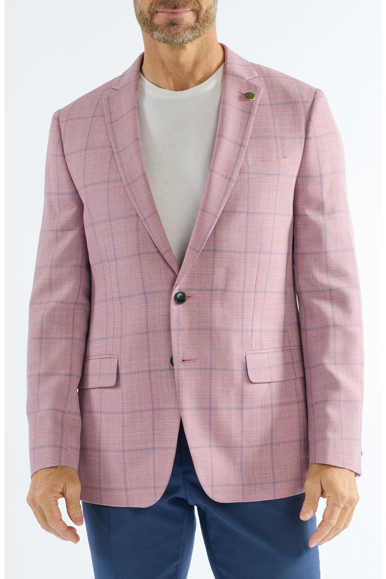 Windowpane Wool Blend Sport Coat, Main, color, BERRY
