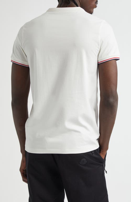Moncler Tipped Cotton Stretch Jersey T-shirt In Ivory/ivory
