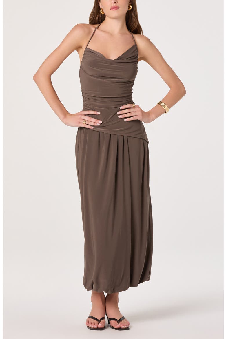 Savannah Ruched Cowl Neck Halter Top, Alternate, color, MUSHROOM