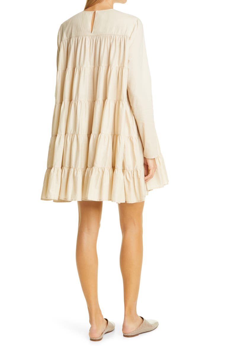 Soliman Tiered Minidress, Alternate, color, LIGHT BEIGE